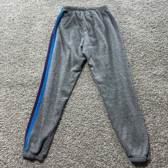Aviator Nation Women's Small 5 Stripe Sweatpants in Heather Grey & Pink - Picture 5 of 9